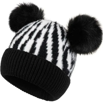 Fashionweek dámská zimní čepice se dvěma bambulkami Wool Gaga Černá