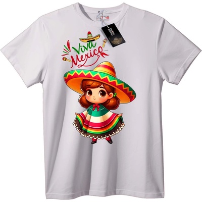 NOONEBRAND Тениска Вива Мексико карикатура - 3XL, White