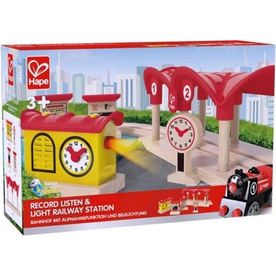 Hape - Дървена ЖП гара със звук и светлина