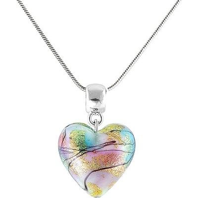 Lampglas Dúhový náhrdelník rainbow fairy s 24-karátovým zlatom v perle NLH28