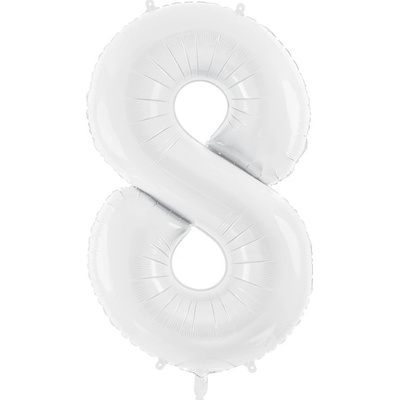 PartyDeco Fóliový balón Číslo 8 biely 86cm