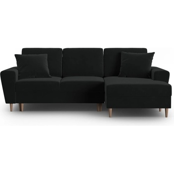 Cosmopolitan Design Черен кадифен разтегателен ъглов диван с място за съхранение (десен ъгъл) Kyoto - Cosmopolitan Design (COS_RCF_2_F2_KYOTO10)