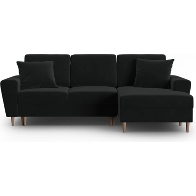 Cosmopolitan Design Черен кадифен разтегателен ъглов диван с място за съхранение (десен ъгъл) Kyoto - Cosmopolitan Design (COS_RCF_2_F2_KYOTO10)