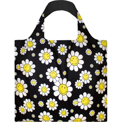 LOQI Artist Smiley Flowers чанта, черна, рециклирана (SM.FB)