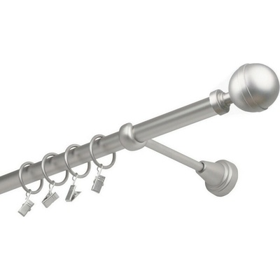 OK-GarnýžeCZ Garnýž kovová jednořadá 19mm Kalisto satina 110 cm do stěny / kroužky s žabkou