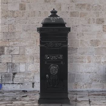 vidaXL Алуминиева пощенска кутия стълб винтидж стил неръждаема черна (43888)