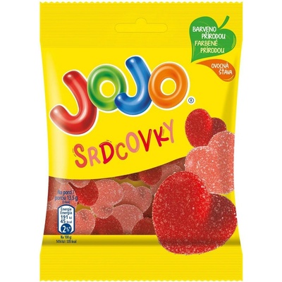 JOJO Srdcovky želé bonbóny s příchutí višně a jahody 80 g