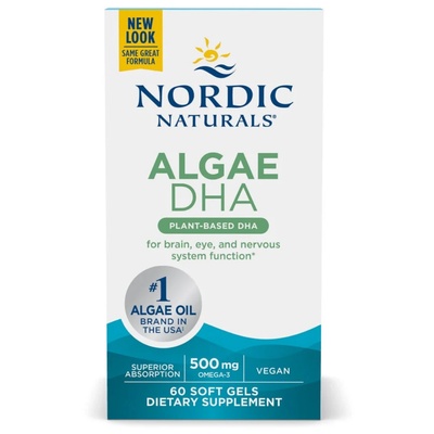 Nordic Naturals Algae DHA, масло от морски водорасли, 60 меки капсули