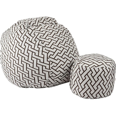 PUFRELAX Комплект Барбарон с табуретка за крака 500л. Matusalem, Zappity Brown, Перящ се калъф, Подходящ за деца, Пълнеж с микс от мемори пяна и дунапрен, Гама Premium (PUF-M-MO-PT-ZAB)