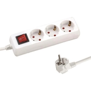 EUROLAMP Разклонител EUROLAMP SA - 10329, 3 гнезда, 1.5m, бял (147-62211)