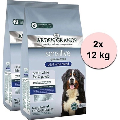 Arden Grange Sensitive Adult Large Breed Ocean White Fish & Potato 2 x 12 kg