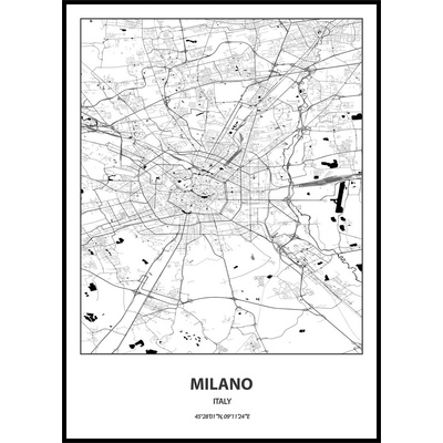 Jen tak z lásky Plakát Mapa města (více variant měst) Rozměr plakátu: 30 x 40 cm, Město: Milano