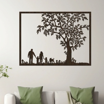 dřevo života Dřevěný strom na zeď RODINA Rozměry (cm): 60x48, Zvolte barvu dekoru: Wenge