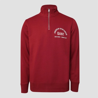 Gant Блуза Gant Printed Graphic Half Zip Sweatshirt - Red
