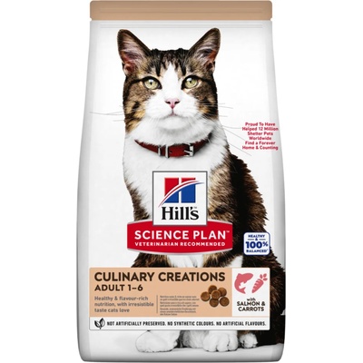 Hill's 2x10кг Adult Culinary Creations Hill's Science Plan суха храна за котки, със сьомга и моркови