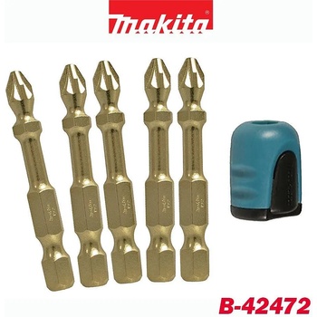 Makita Накрайници с магнитен държач Makita B-42472 Impact Gold, PZ2, 50мм, 1/4", 5 бр (B-42472)
