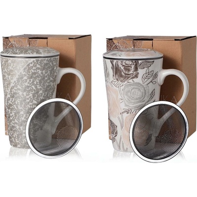 VERONI Hrnček s čajítkom ANIKA rôzne dekory 400 ml