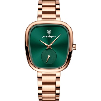 Poedagar Дамски часовник Poedagar CS1897, неръждаема стомана, розово злато, зелен циферблат (CS1897)