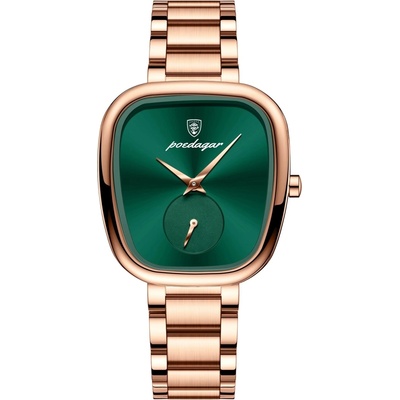 Poedagar Дамски часовник Poedagar CS1897, неръждаема стомана, розово злато, зелен циферблат (CS1897)