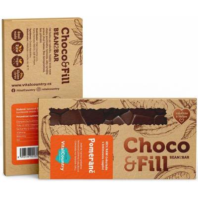 Choco & Fill Raw plněná čokoláda 65% Pomeranč 200 g