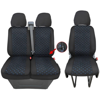 Тапицерия черна с син шев за бус Iveco Daily 2018г+