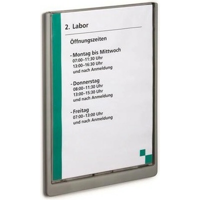 Informačná tabuľa, 210x297 mm, DURABLE „CLICK SIGN”, sivá
