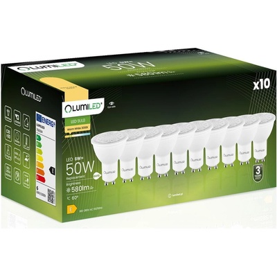 Lumiled 10x LED žiarovka GU10 6W = 50W 580lm 3000K Teplá biela NASTAVITEĽNÁ 24° 36° 60°