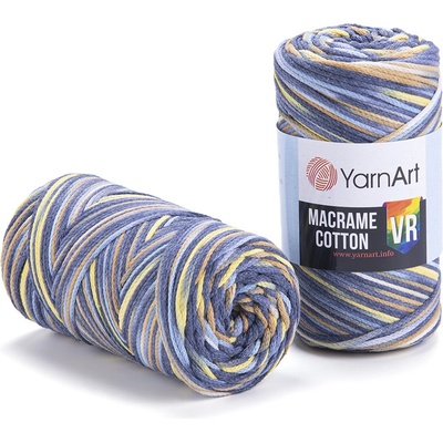 Yarn Art Macrame Cotton VR 915 modrá, žlutá, hnědá