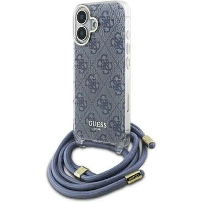 GUESS Калъф Guess Crossbody Cord 4G Print Case с шнур за iPhone 16 - син (3666339344337)
