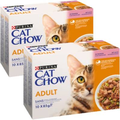 PURINA Cat Chow Krmivo pro dospělé kočky s lososem a zelenými fazolkami v želé 20x85 g
