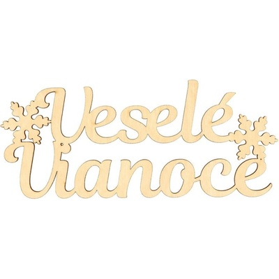 Veselé Vianoce drevený nápis 19x9cm hrúbka 3,5mm