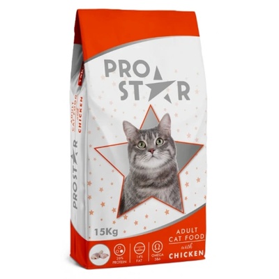 HERMOS Prostar Adult Cat Food with Chicken - Пълоценна храна за пораснали котки с пиле 15 кг, Турция