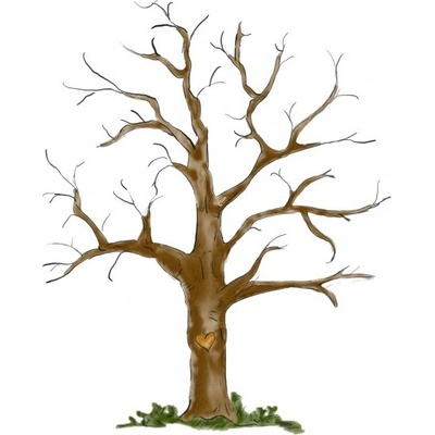 Svatba-eshop Svatební strom watercolor hnědý se srdíčkem A3 - svatební stromy – Zboží Dáma