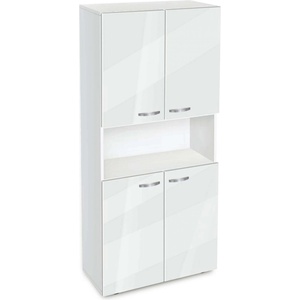 Bogdan Furniture G Етажерка BM-Ava-5 с четири вратички, бял гланц с бяло гладко