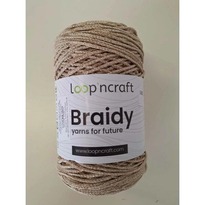 Loop'ncraft Braidy lurex - 25-07 béžová zlaté vlákno