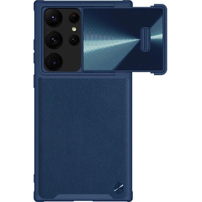 Nillkin CamShield Leather S Case - хибриден удароустойчив кожен кейс за Samsung Galaxy S23 Ultra (син)