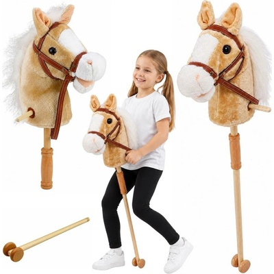Kůň na tyči Hobby Horse se zvuky a kolečky Mamido 100 cm béžový – Zboží Dáma