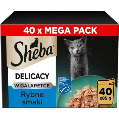 SHEBA Delicacy Rybí příchutě v želé 40×85 g