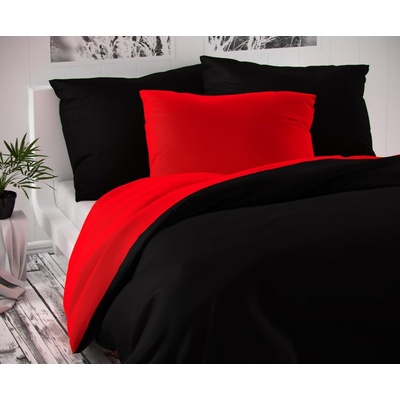 Kvalitex satén obliečky Luxury Collection červene čierne 140x220 70x90
