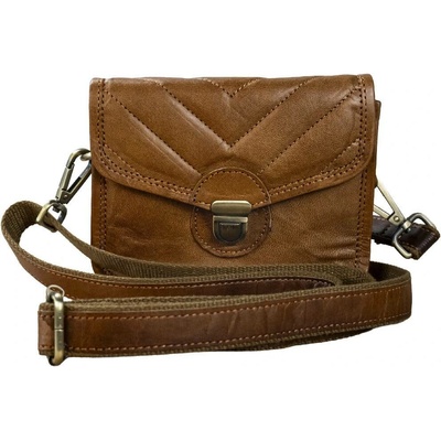 Malá dámská crossbody kabelka z kozí kůže AIDA hnědá s nastavitelným popruhem zapínání na sponu