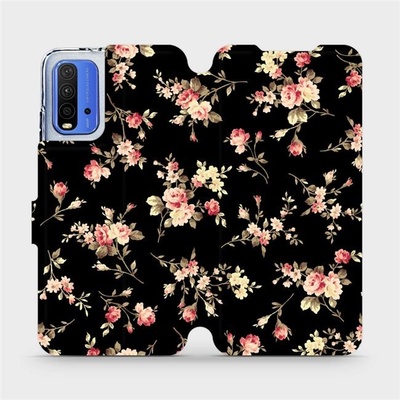 Pouzdro Mobiwear parádní flip Xiaomi Redmi 9T - VD02S Květy na černé