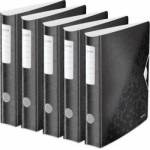 Leitz quality folder 180° Active WOW, pack of 5, A4, narrow, rounded spine, 6.5 cm wide, elastic band closure, light polyfoam, plastic folder, WOW series, black, 11070095 - 11070095-5