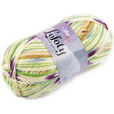 Pletací příze Lofoty samovzorovací / ponožkovka 100 g, střední, 10 (7813) zelená