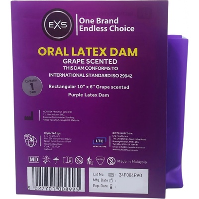 EXS Oral Latex Dams Flavoured Grape 1 ks