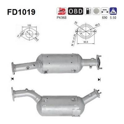 Filtr sazových částic, výfukový systém AS FD1019