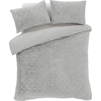 Catherine Lansfield Сиво двойно спално бельо от микроплюш 200x200 cm Cosy Diamond - Catherine Lansfield (BD/55599/W/DQS/SI)