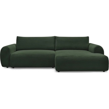 Bobochic Тъмнозелен разтегателен ъглов диван от рипсено кадифе (десен ъгъл) Lucien - Bobochic Paris (104440)