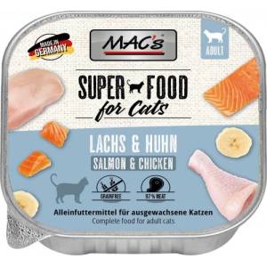 MAC's Mac’s Cat Adult GRAIN FREE, пастет за пораснали котки, БЕЗ ЗЪРНО, със Сьомга и пилешко месо, 85 гр - Германия - 504VE