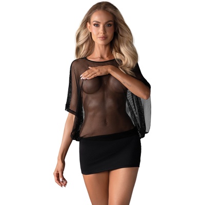 Obsessive Нощница Koszulka-Punker-stringi-GRATIS-BlackV-42620-Black - Червен, размер S/M