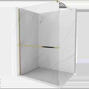 Mexen Kioto+ душ преграда с рафт Walk-in 90 x 200 см, прозрачен, златен - 800-090-121-50-00 (800-090-121-50-00)